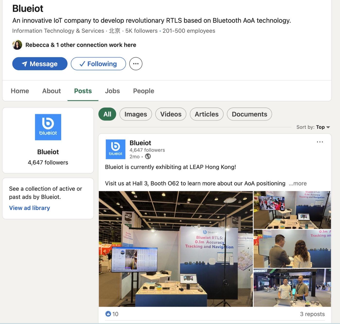 Blueiot LinkedIn 企业号主页：4,647 粉丝